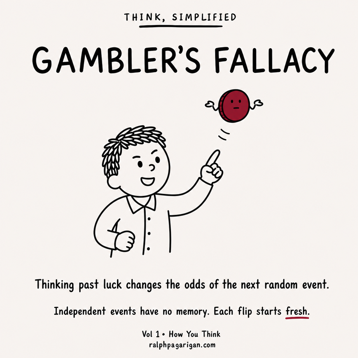 Doodle explaining Gambler’s Fallacy